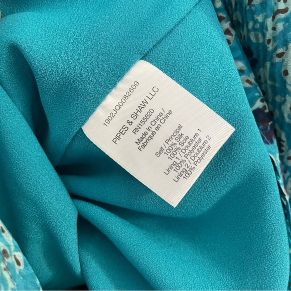 NEW Veronica Beard Becky Silk Turquoise Floral Ruching Skirt Dress Size 6 - Picture 5 of 14